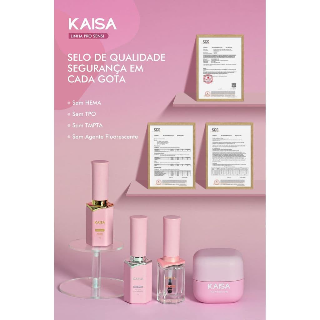 Kit Preparadores Kaisa 3 em 1 – Base Gel, Top Coat e PH Profissional para Unhas novo