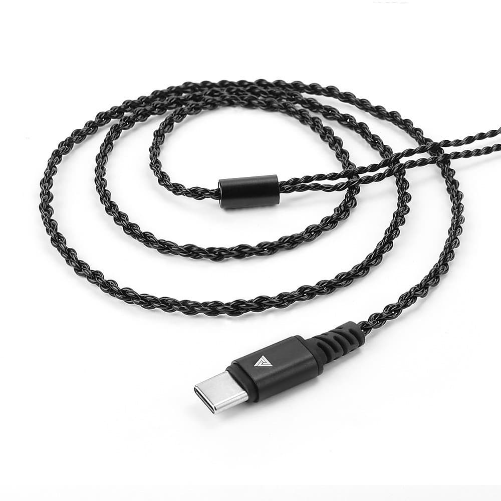 Cabo de atualização para fone de ouvido QKZ TC100 Tipo-C 2PIN com microfone cabo de atualização de quatro fios banhado