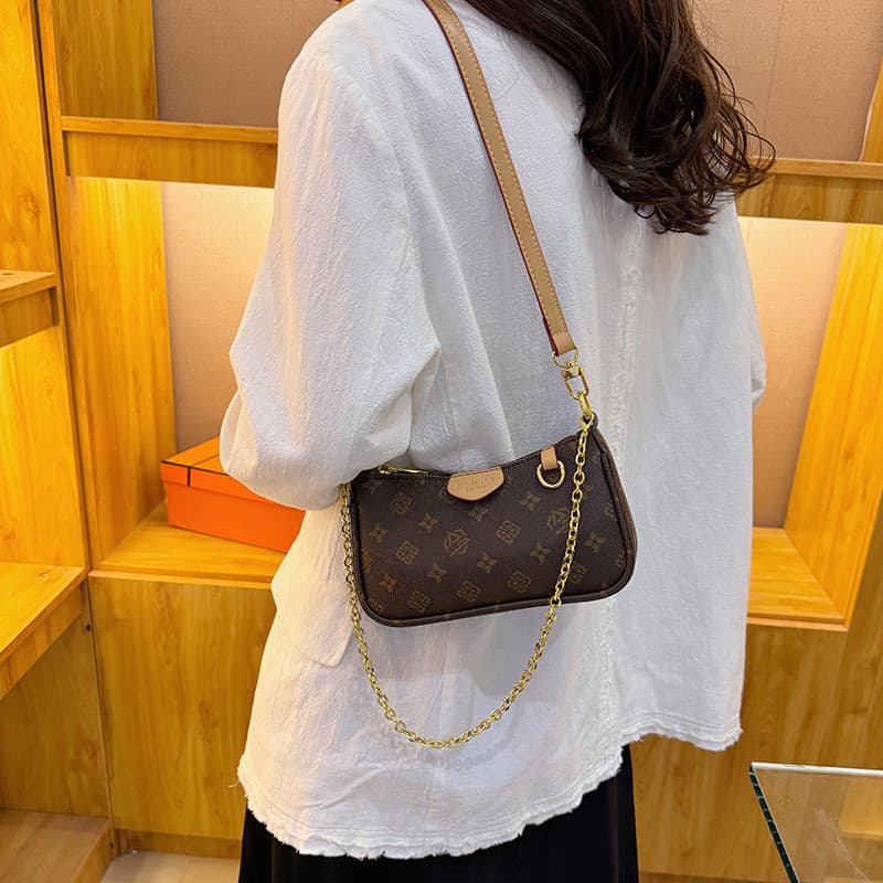 Bolsa feminina 2025 novo estilo Retro impresso corrente pequena bolsa quadrada senhoras bolsa de ombro Diagonal