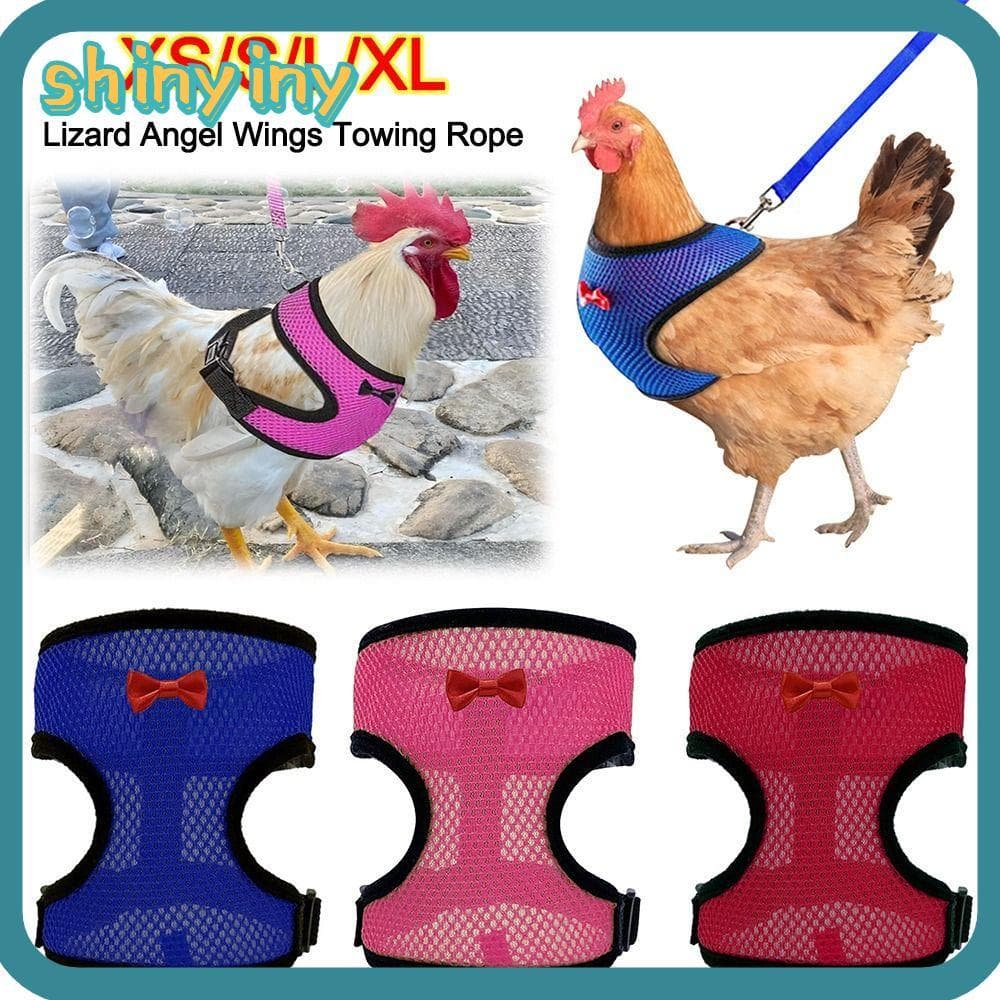 Colete De Frango Brilhante , Coleiras Combinando , Arnês De Pato Ajustável Confortável , Cinto De Galinha Macio Respiráv
