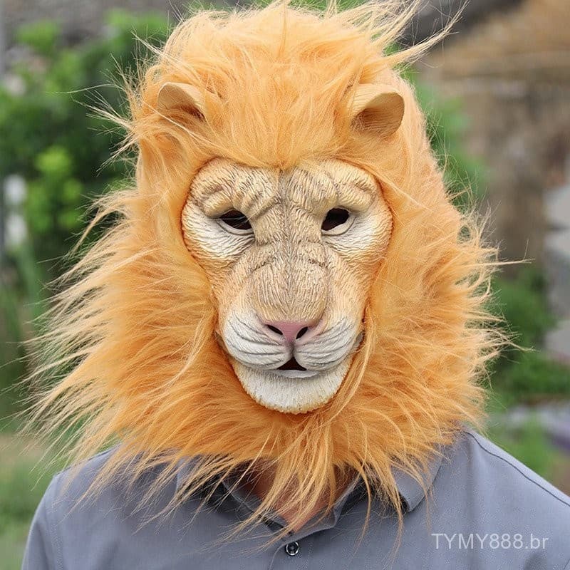 Látex Leão Máscara Macio Engraçado Festa Máscaras Animais Cabelo De Adulto Coringa Halloween Маска Traje Bola Chapelaria