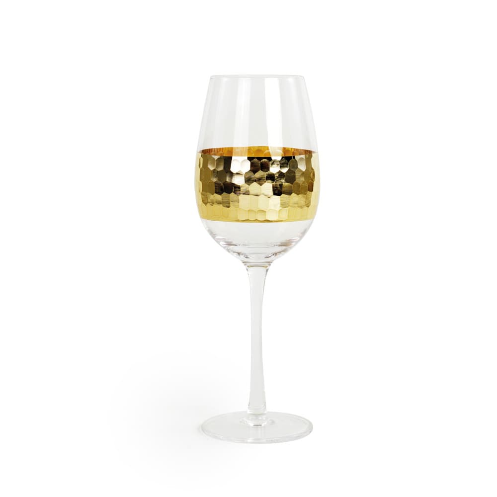 Cj.4 Taças Vinho em Vidro Transparente c/Detalhe Ouro 515ml