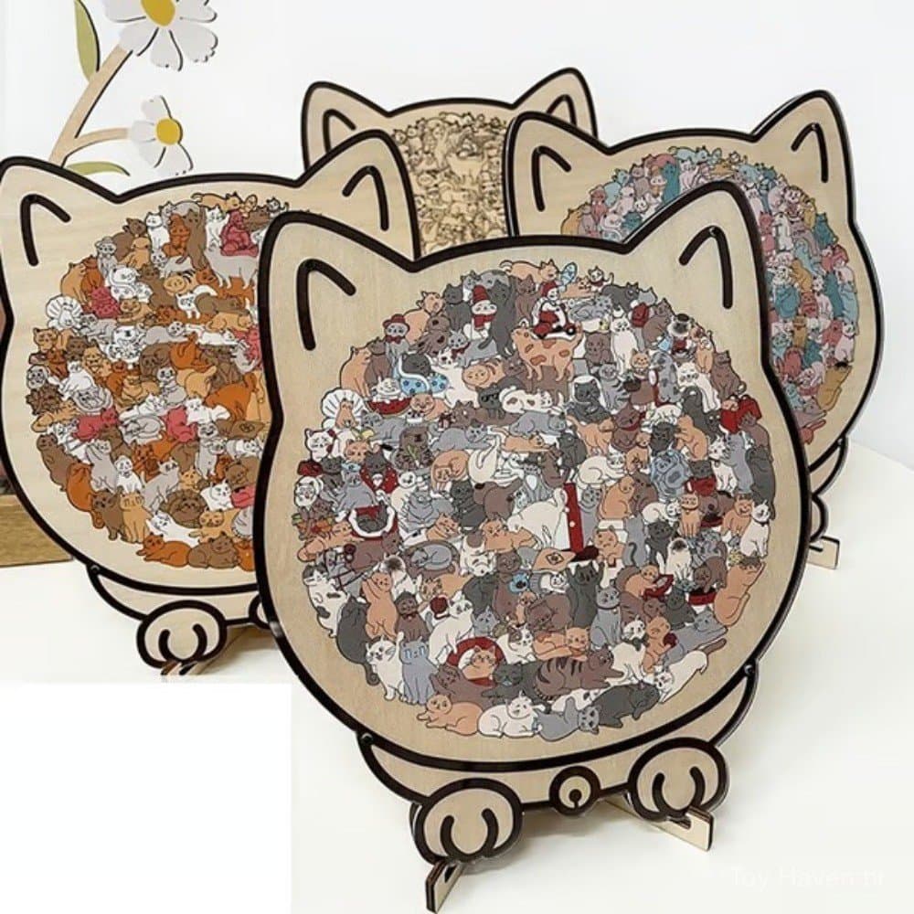 Quebra-Cama de Madeira em Forma de um Gato Colorido Morandi | Fofo Animal Para Decoração de Casa F4EA