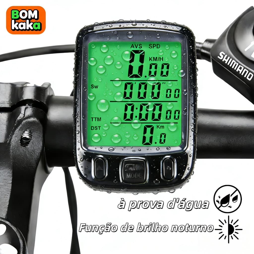 Cronômetro/velocímetro para bicicleta com função luminosa, à prova d'água, capaz de medir a velocidade da bicicleta