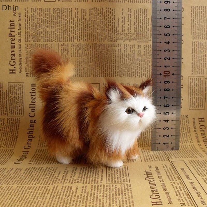 [Dhin] Brinquedos de Pelúcia de Gato Simulados Fofos, Modelo de Gatinho Recheado Macio, Gato Falso, Animais Realistas pa