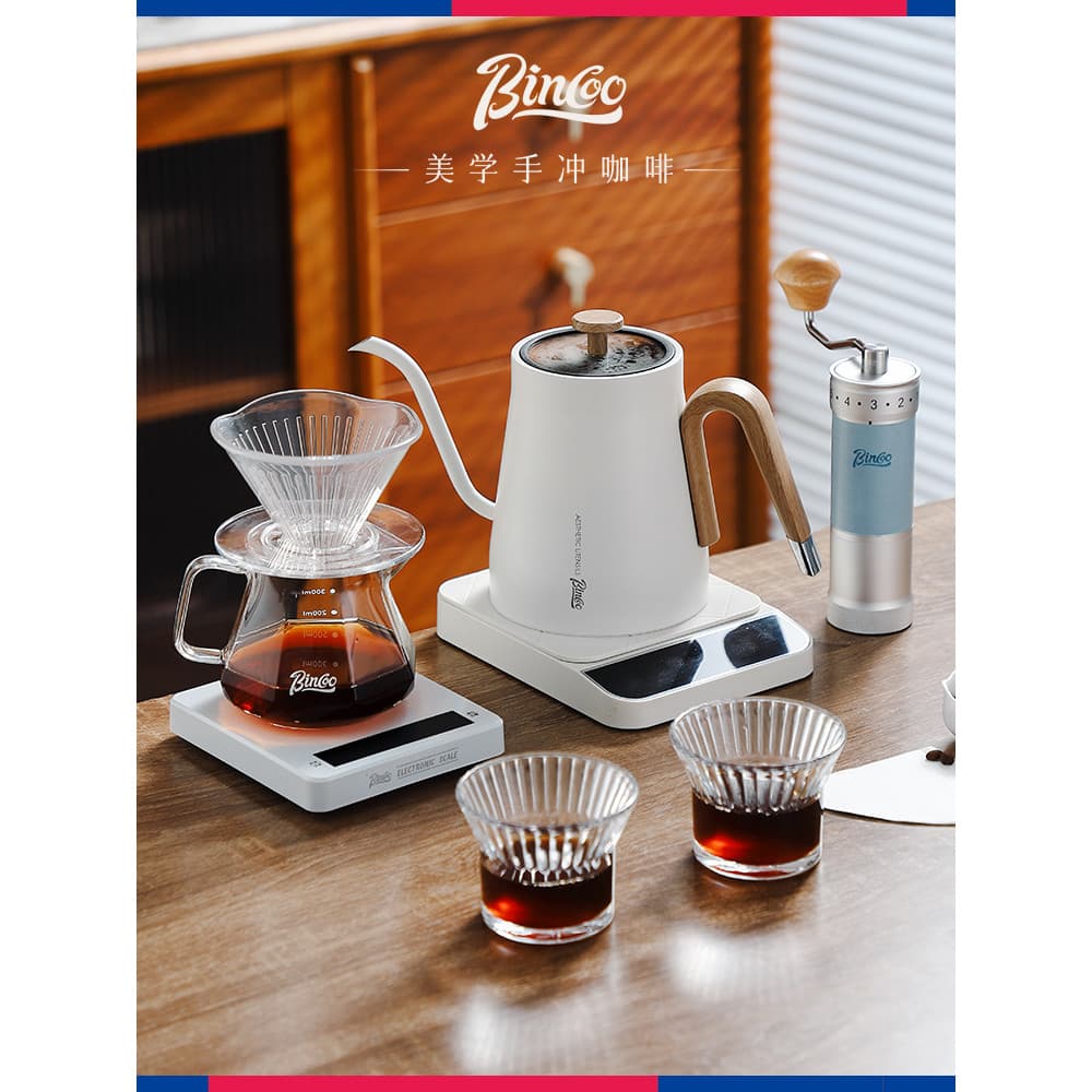 Bincoo Ferradura Lotus Conjunto de cafeteira feita à mão Moedor de feijão com manivela manual Núcleo de aço Café recém-m
