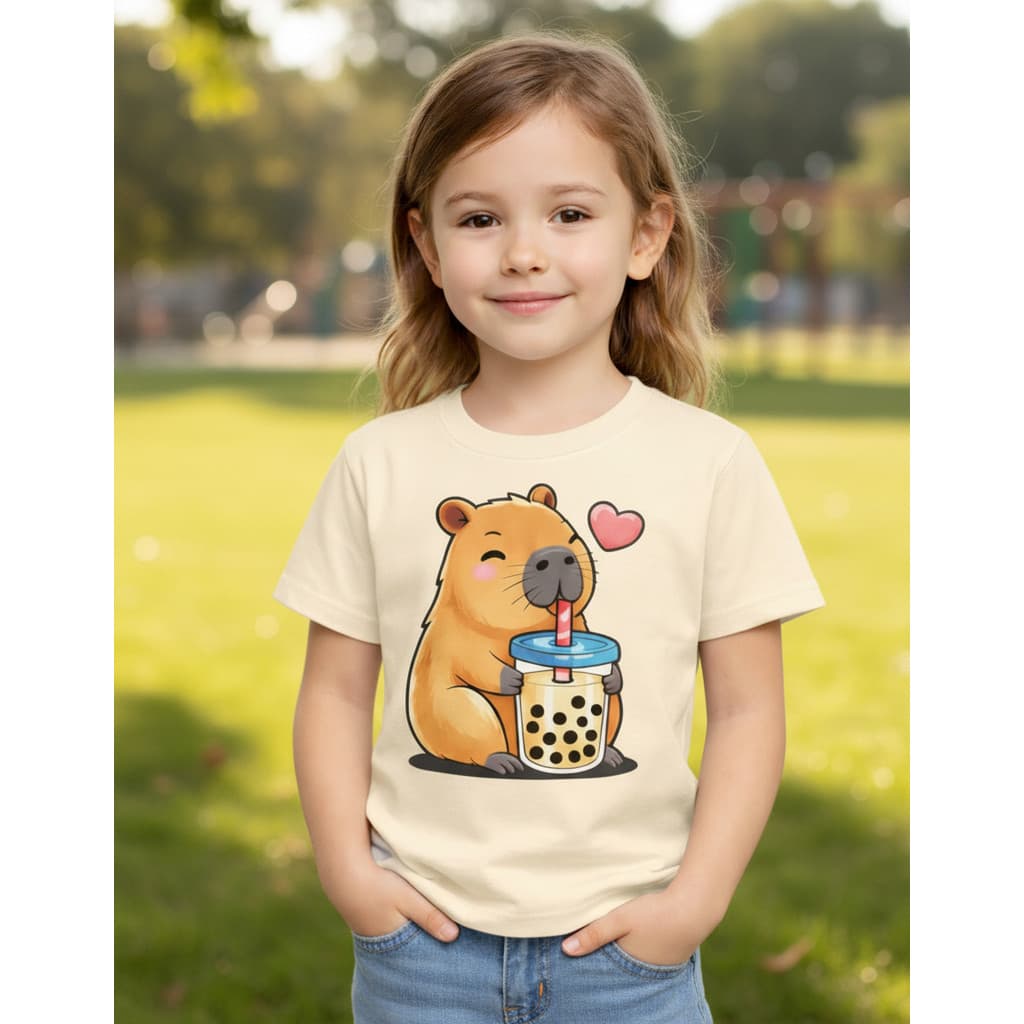 Camiseta Infantil Bege Estampada Algodão Várias Cores