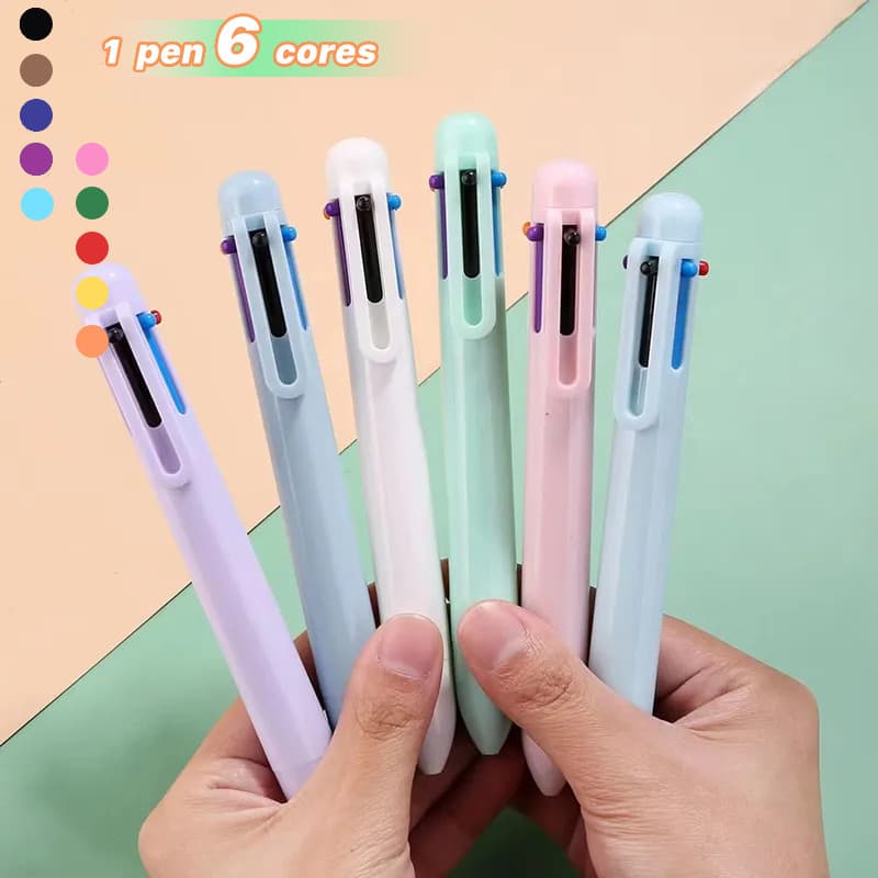 Caneta Esferográfica Criativa De 6 Cores Colorida Ins Conta Manual Multicolorida De Estudante