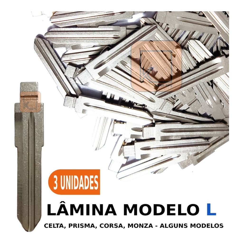 Kit 3 Lâmina Virgem P/ Chave Canivete Gm Celta Corsa Meriva