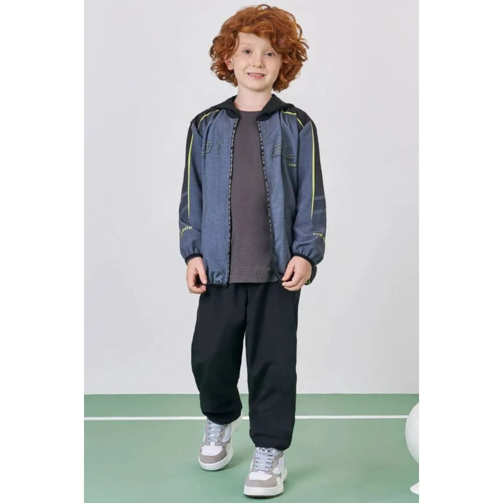 Conjunto Menino Corta Vento em Nylon Estampado Luc.Boo