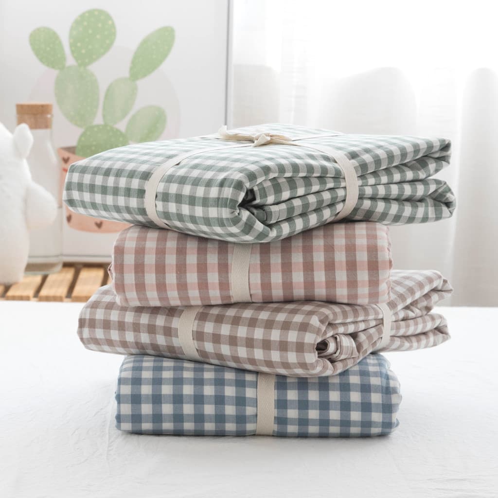 Muji Tianzhu algodão lavado linho algodão capa de edredão única peça única capa de edredão de algodão puro listrado bom