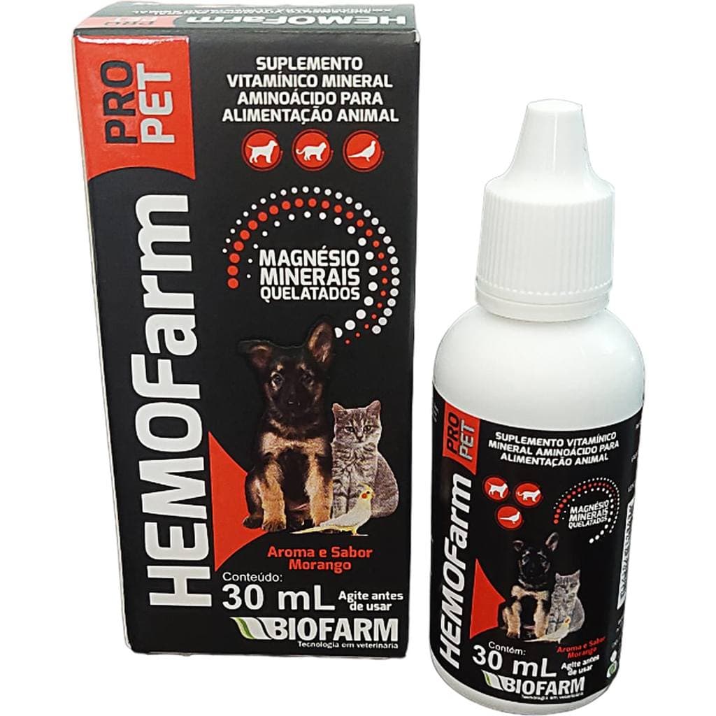 HEMOFarm PRO Pet - 30 mL Suplemento Vitamínico Mineral Aminoácido para Alimentação - Biofarm