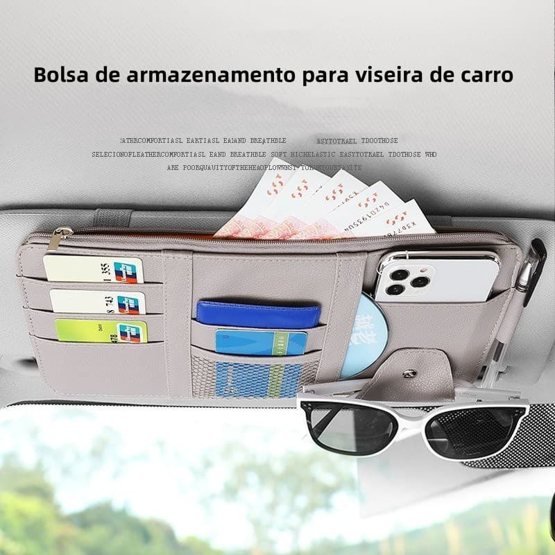 1 Unidade De Clipe De Armazenamento Universal Para Proteção Solar De Carro Couro/Vidro Multifuncional
