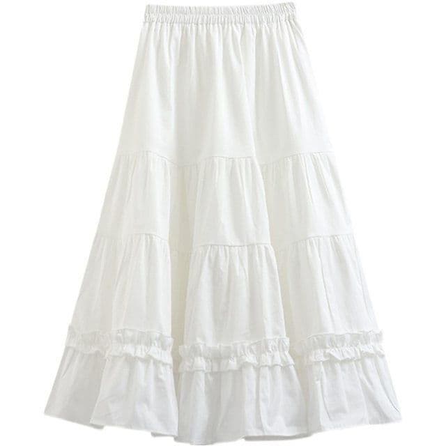 Meia saia branca A linha saia de comprimento médio meio comprimento saia feminina Pettiskirt bonito magro
