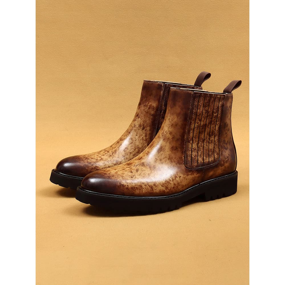 BESIBEBAL Novo estilo sapatos de couro de cano alto masculino marrom botas de couro genuíno Chelsea botas Martin