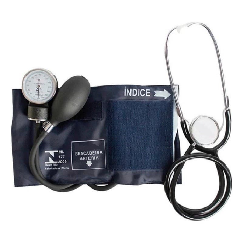 Esfigmomanometro + Estetoscopio Medidor de Pressão Arterial Aneroide