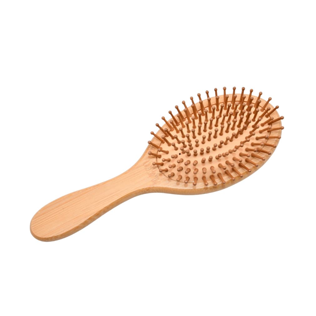 Escova de Cabelo 100% de Bambu com Cerdas Arredondadas Para Escovar Cabelo