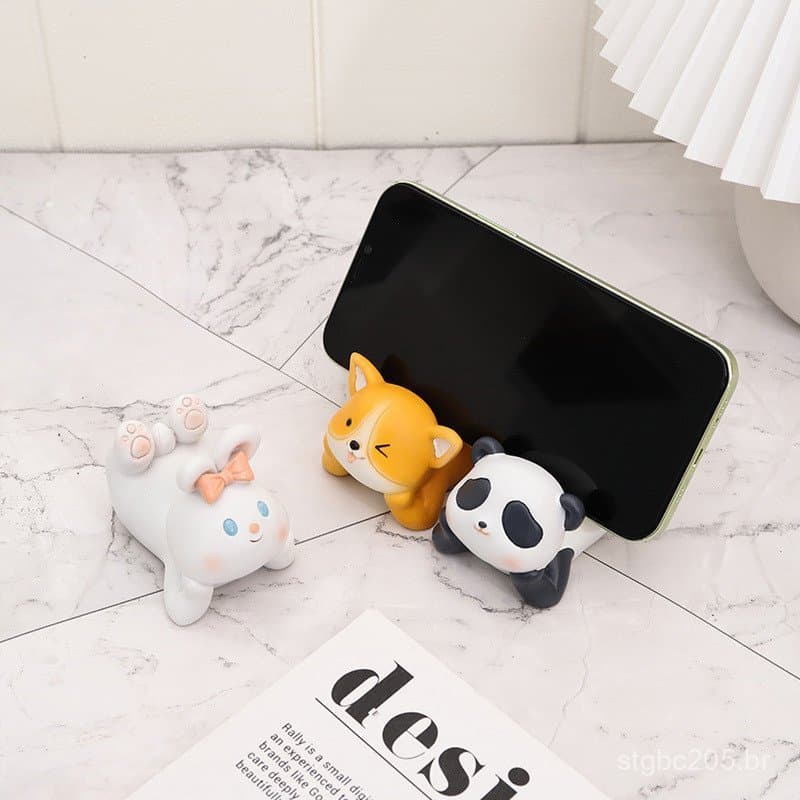 Suporte de celular criativo em formato de panda de desenho animado, ornamento para decoração de casa, decoração de mesa