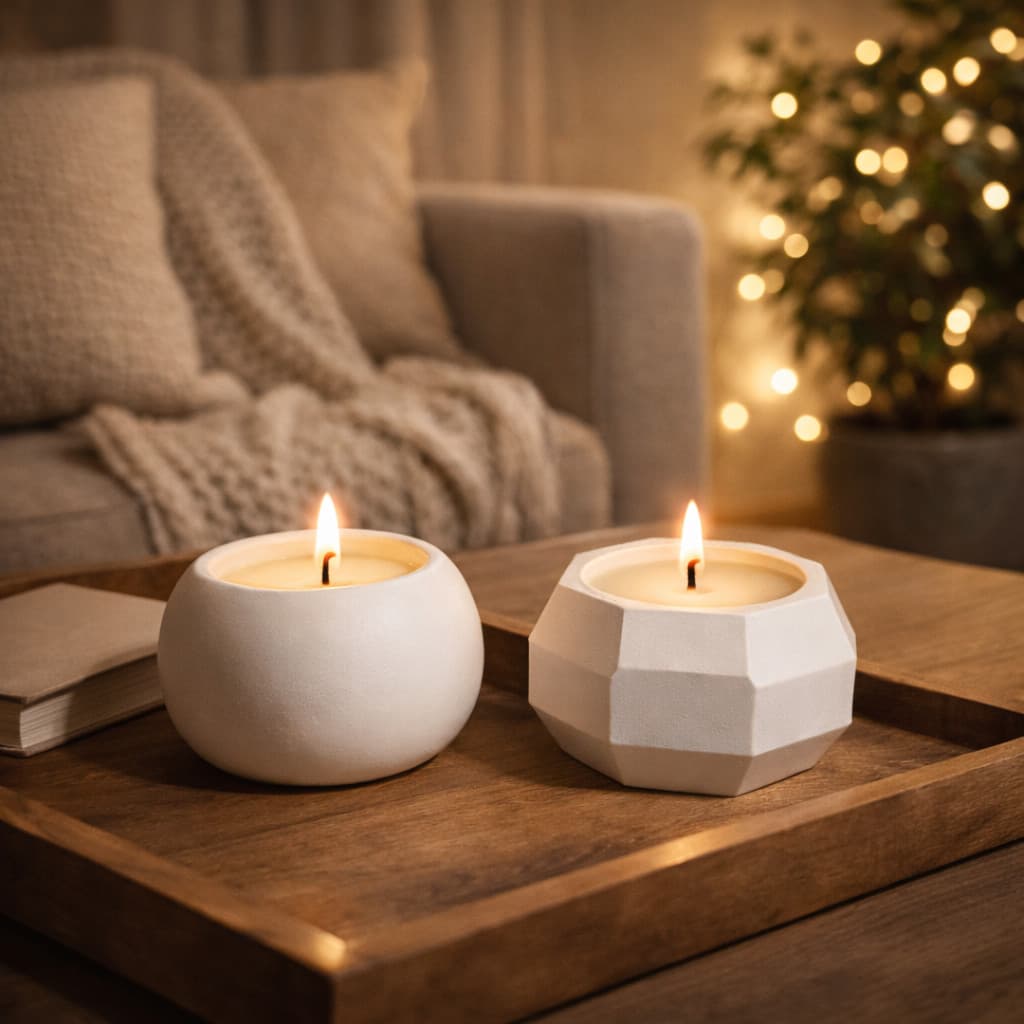 Kit 2 Velas Perfumadas Artesanal Aromaticas + Vaso Decorativo 2 em 1 para Plantas