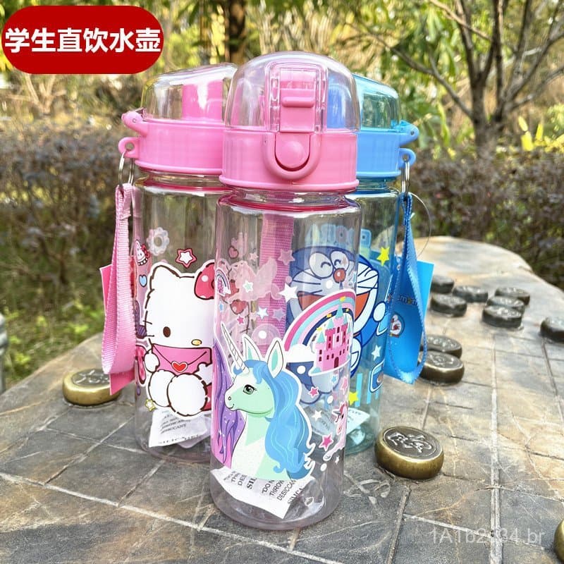 Garrafa de água infantil de verão 550ml, para beber diretamente, sem odor, à prova de vazamentos, com desenho animado, p
