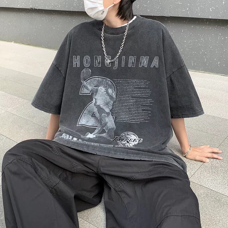 2021 novo estilo hiphop Street Wear solto oversize meia manga Hip Hop manga curta das mulheres dos homens nacional na mo