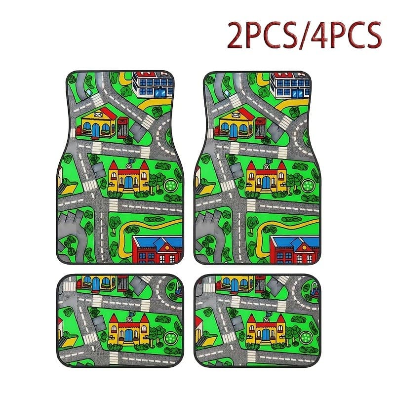 2 PCS / 4 PCS90s Retro Racing Road Almofadas duráveis para pés de carro, interiores de carros adequados para uso em carr