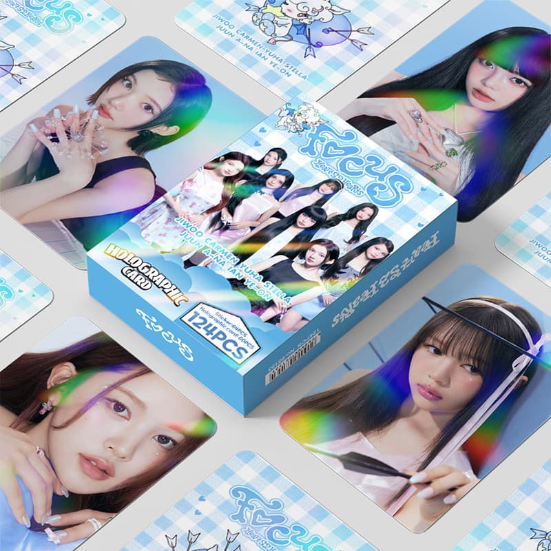124 Pçs/Caixa Hearts2Hearts Photocards Holográfico LOMO Cartão KPOP Coleção De Adesivos