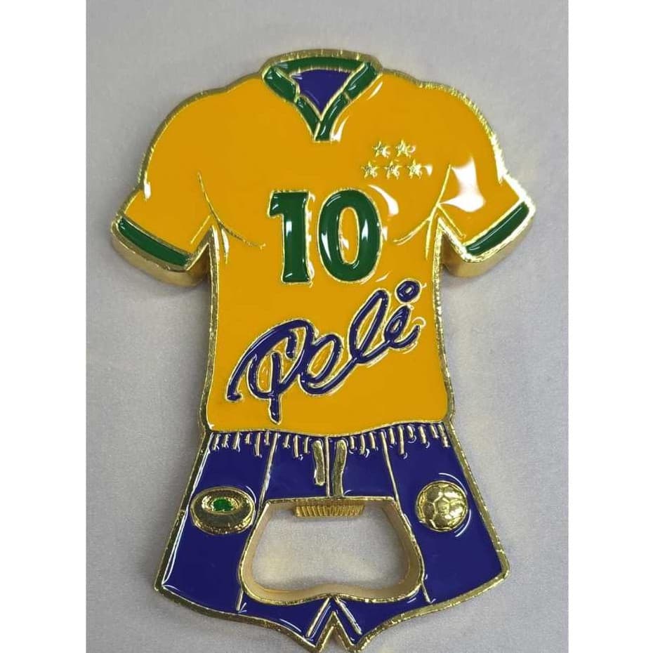 Imã + Abridor 2 Em 1 Brasil Pelé Uniforme Presentear Coleção Abridor Garrafa Pronta Entrega