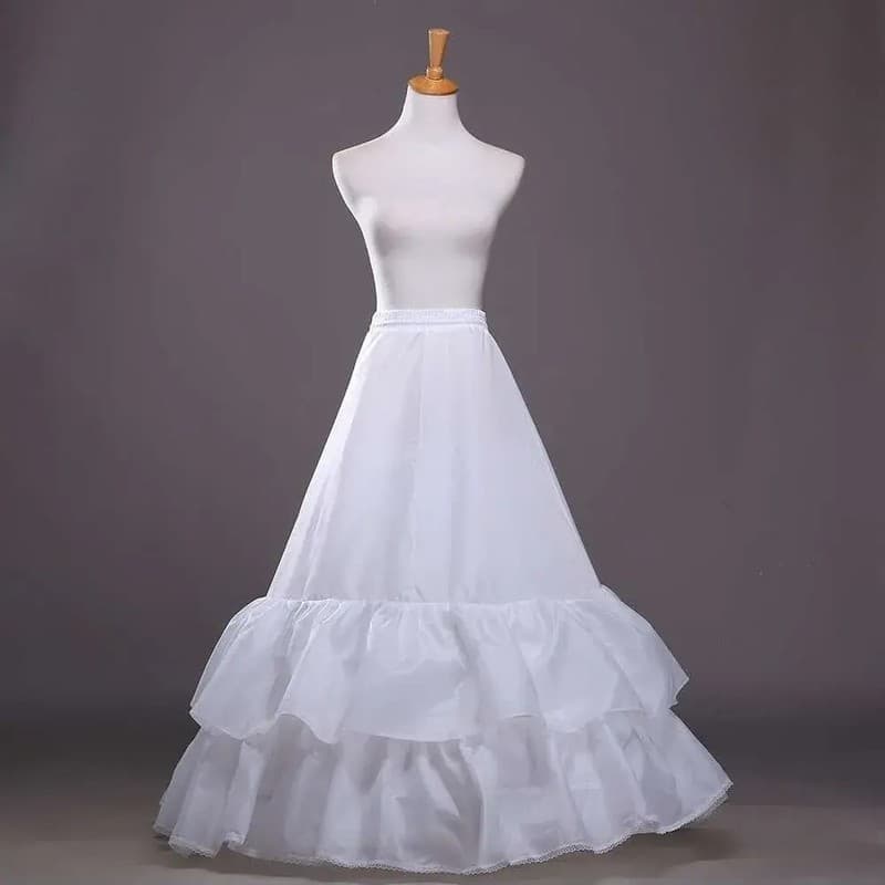 Branco de duas camadas babados saia vestido de casamento desossado Lolita saia flor casamento cosplay desempenho foto an