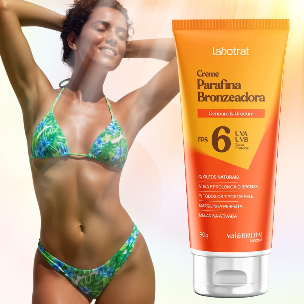 Bronzeador corporal creme parafina c oleos naturais cenoura ativa melanina para marquinha perfeita