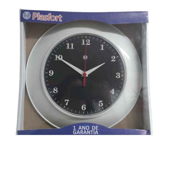 Relógio parede grande pla-520 numeral peq. branco fundo pret