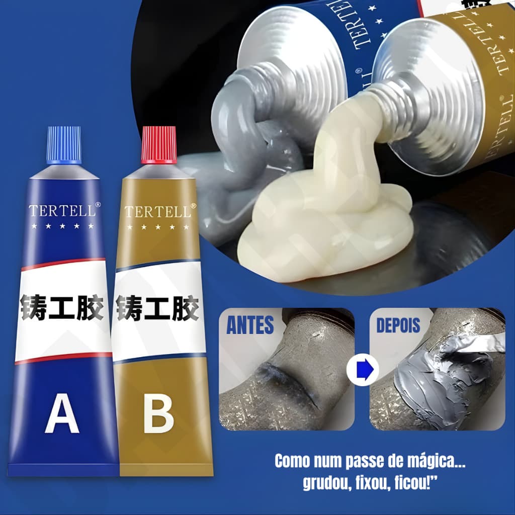 Cola Mágica Solda Fria 100g tipo Quick-Drying AB Adesivo Ferro Fundido Metálico (Substitui Soldagem)