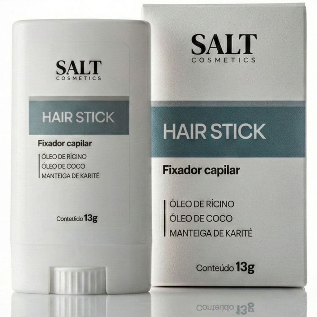 Stick Capilar Fixador Hair Stick 13g – Óleo de Rícino, Coco e Karité – Salt Cosmetics