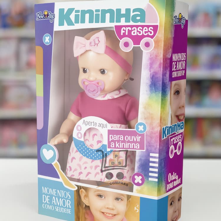 Boneca Infantil Menina Que Fala Kininha Frases Brinquedo Faz De Conta 40 cm