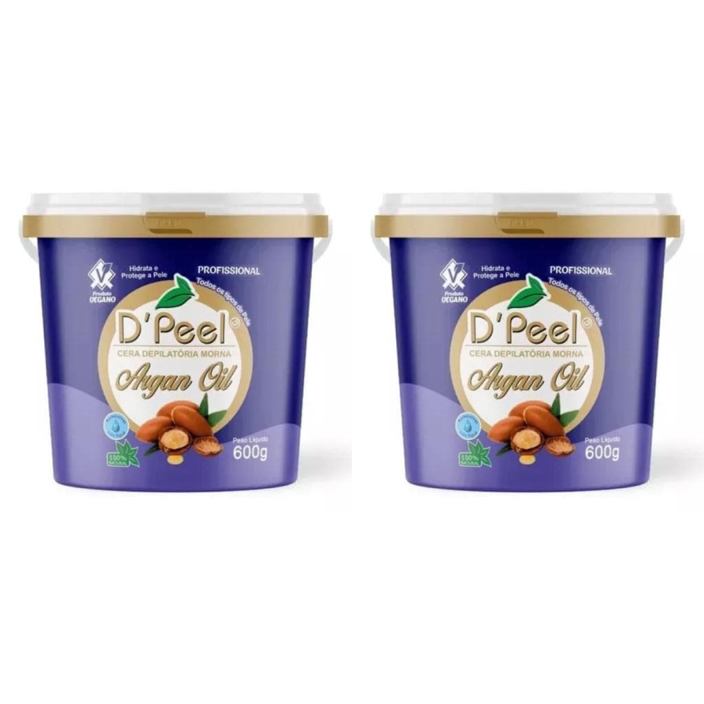 Kit 2 D´Peel - Cera Depilatória Morna 600g - Argan - Reds