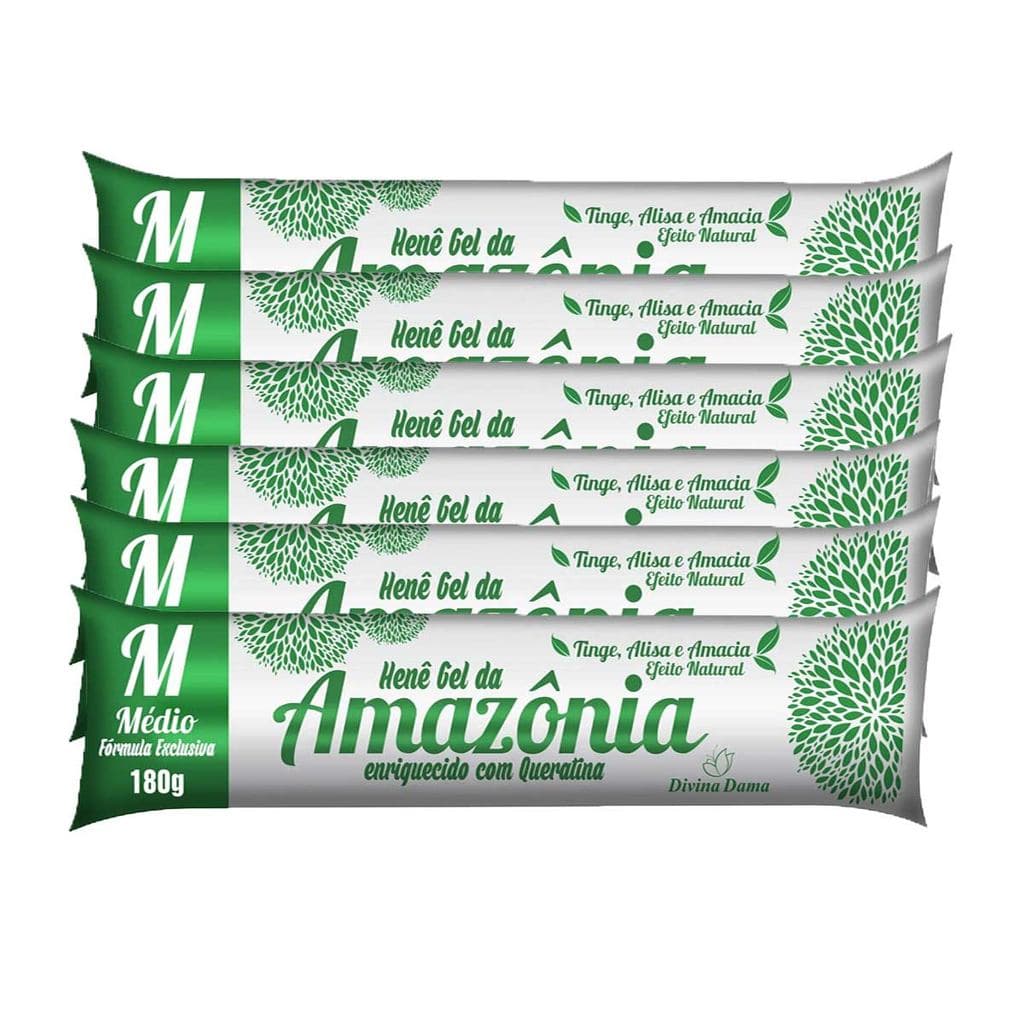 kit c/ 6un Hene Amazonia Gel Médio 180g Bisnaga