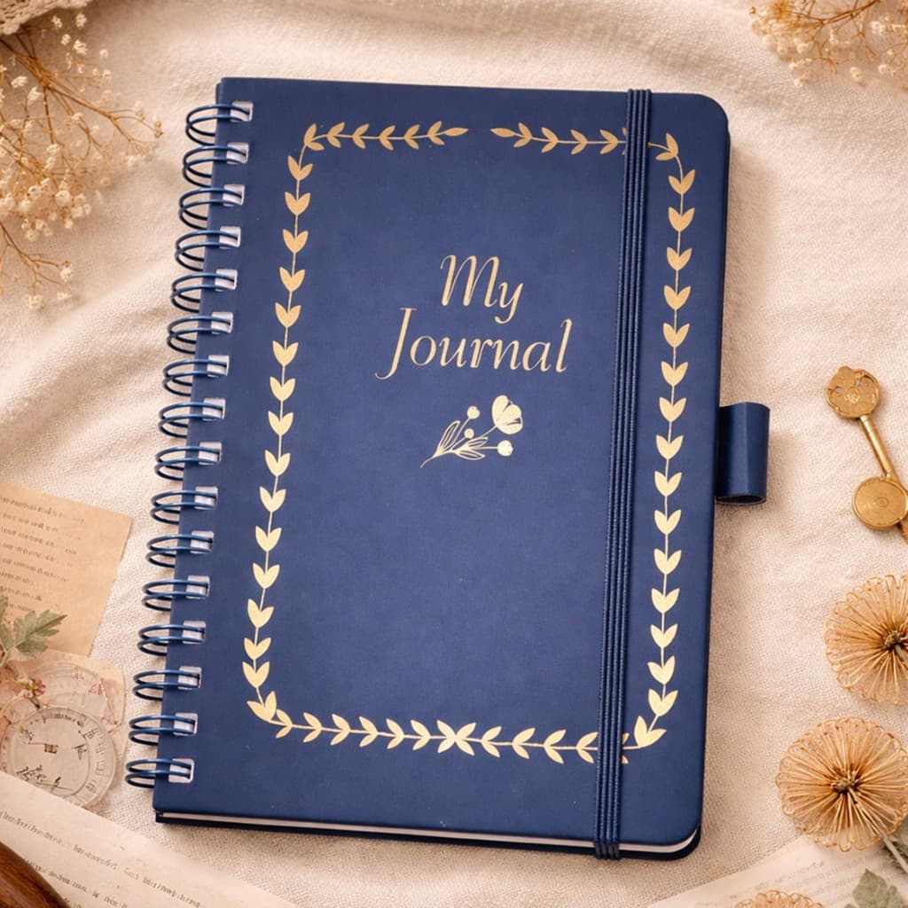 Caderno Moleskine Azul Wire-o| My Journal | Capa em Couro Emborrachado | 80 Folhas