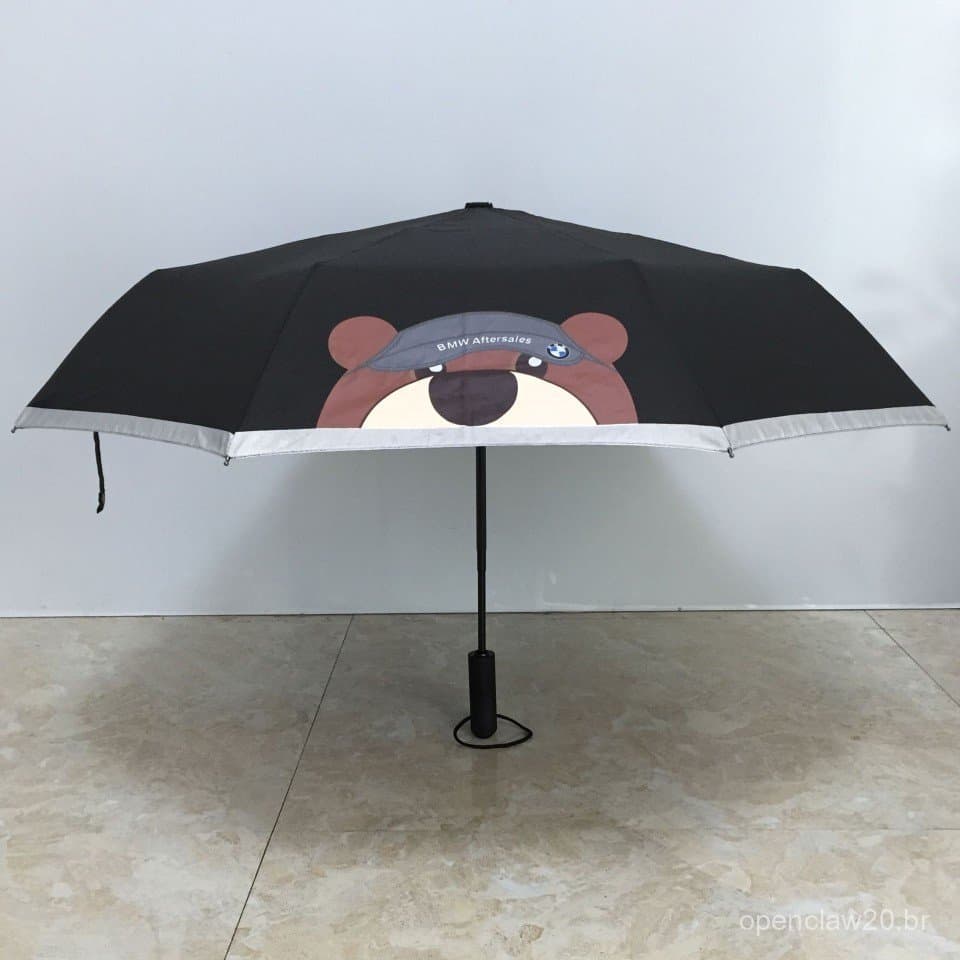 Adequado para guarda-chuva BMW Bear, abertura e fechamento automáticos em três partes, guarda-chuva de presente para car
