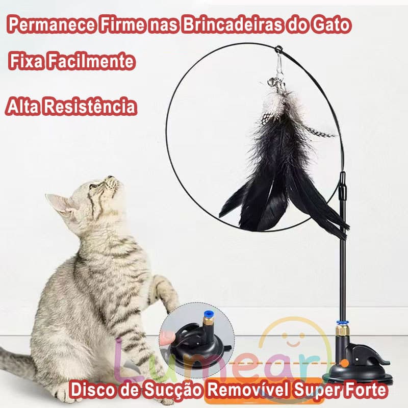 Brinquedos Penas Varinha Interativo Ventosa Com Ventosa Que Fixa No Chão Para Gatos Adultos e Filhotes