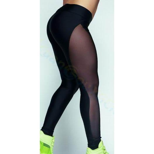 Calças de Yoga femininas magro elástico oco respirável malha pé calças de compressão Hip-Lifting calças de Fitness torno