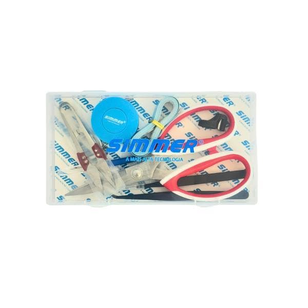 Kit De Costura Completo Simmer Com Estojo Tesoura, Pinça, Fita Métrica, Tesoura de Pic