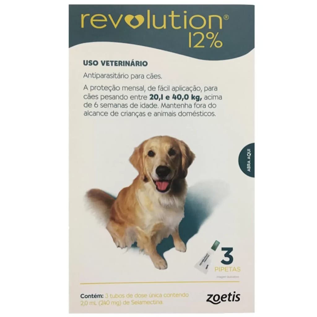 Anti Pulgas Revolution 240 Mg de 20,1 A 40 Kg com 3 Pipetas