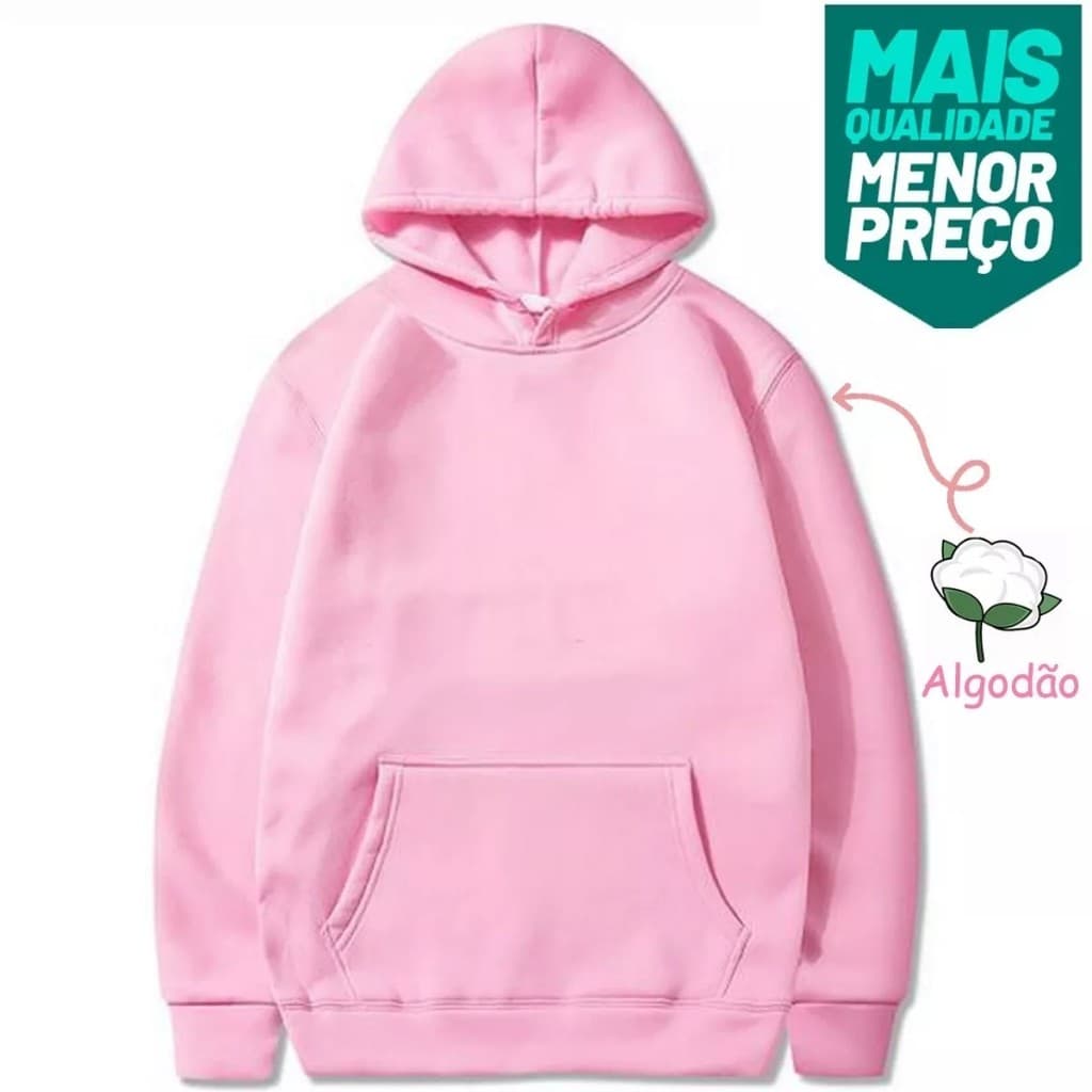 Moletom Canguru Com Capuz Blusa de Frio Feminina Capote Masculino
