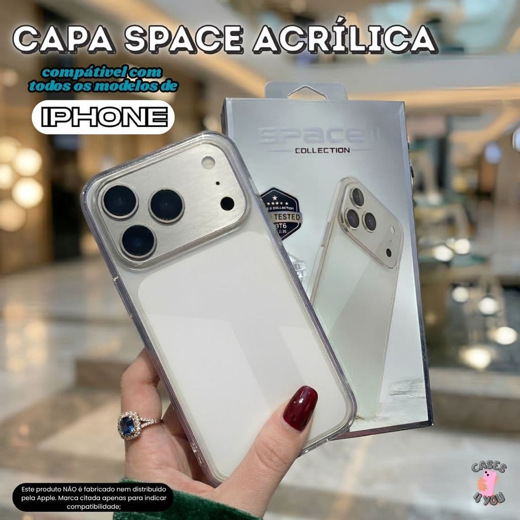 Capa Capinha Case Space Policarbonato Transparente Anti Impacto Acrílica Compatível com iPhone