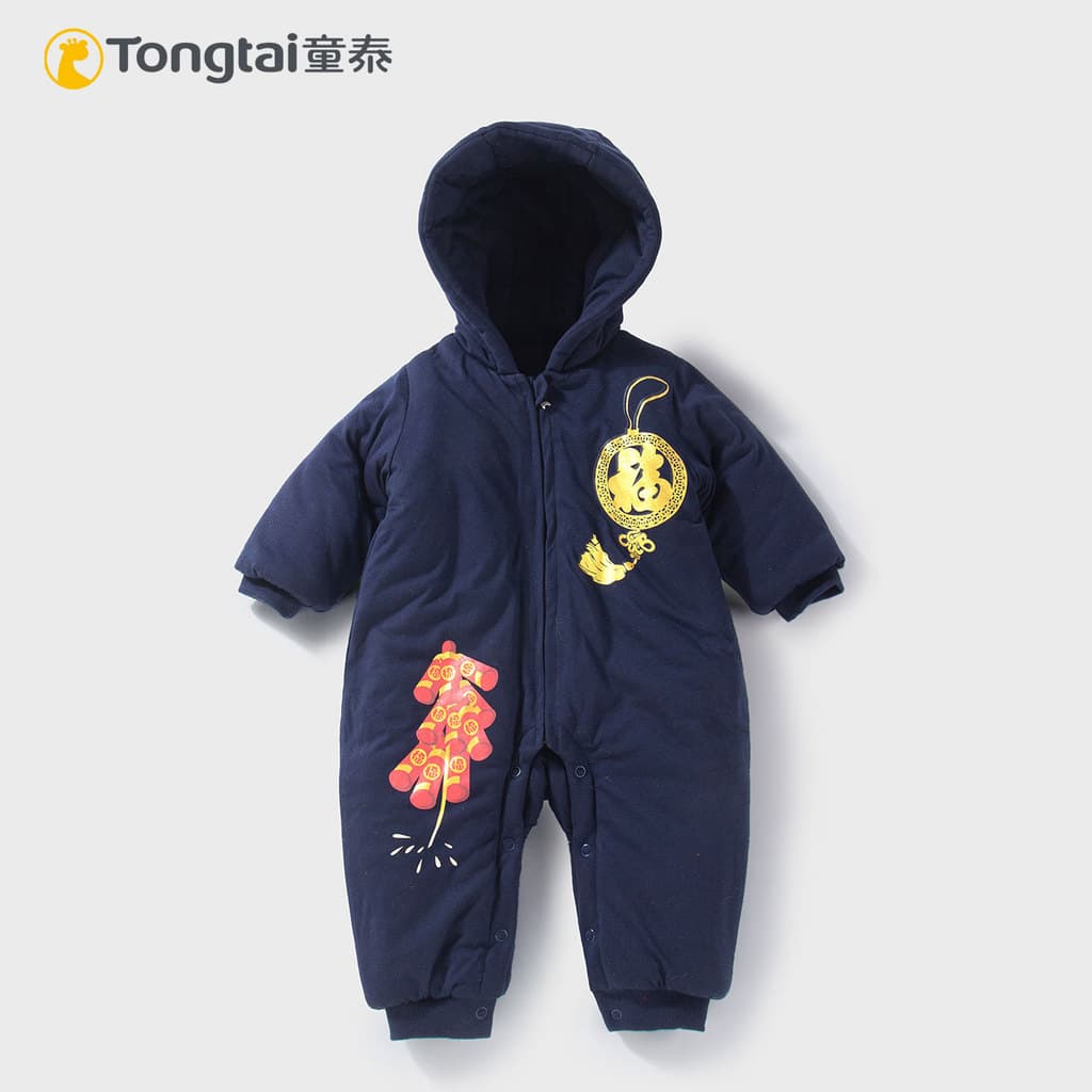 Tongtai bebê inverno engrossado algodão macacão roupas de algodão do bebê fechado virilha macacão quente com capuz jaque