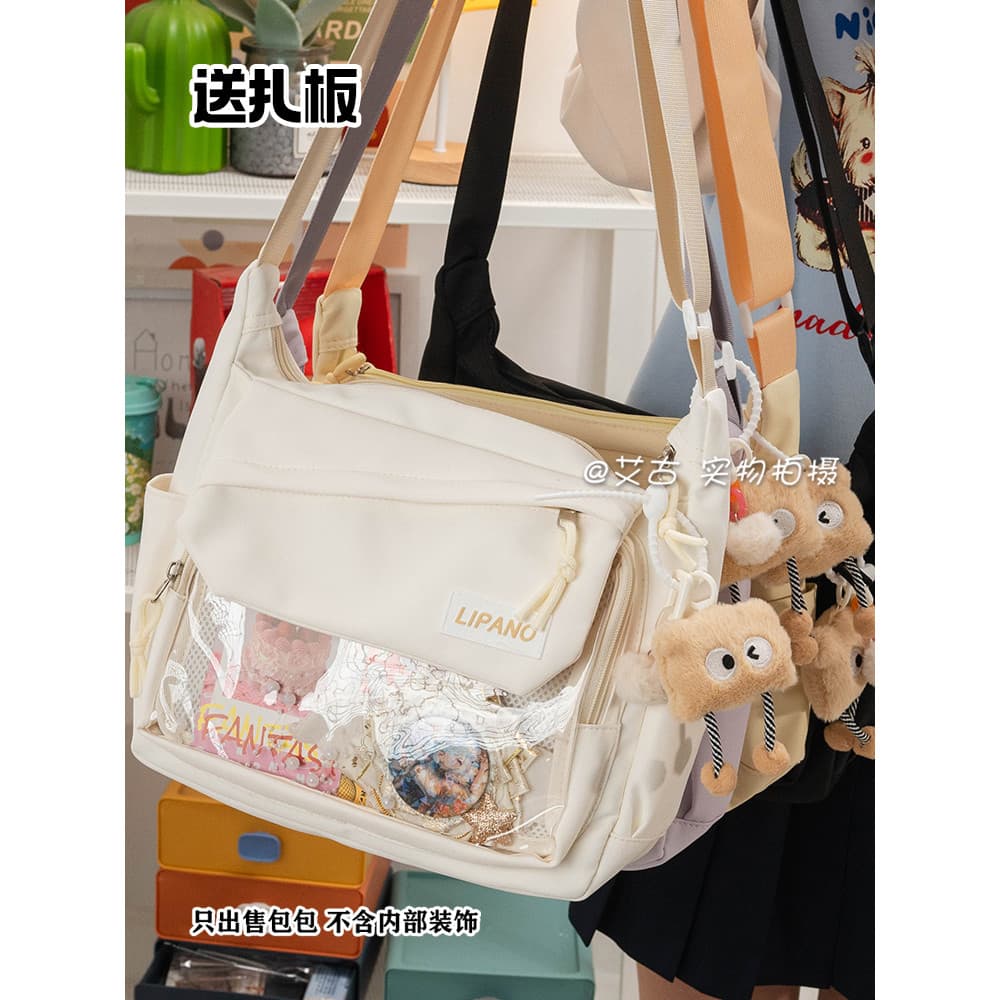 Bolsa japonesa simples de um ombro para dor diária, transparente, corpo cruzado, nicho de grande capacidade, bidimension