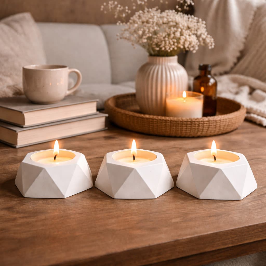 Kit 3 Velas Aromáticas Perfumadas Artesanal + Vaso Decorativo Para Plantas Artificiais 2 em 1