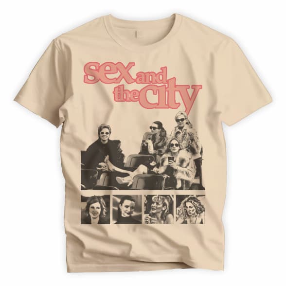 Camisa de Algodão Bege com Estampa de Personagens de Sex and the City - Casual, Ideal para Dia a Dia