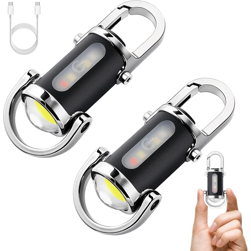 Lanternas de Chaveiro Recarregáveis, 800 Lumens, Mini Lanternas EDC, Lanternas de Trabalho COB com 7 Modos de Luz, Mini