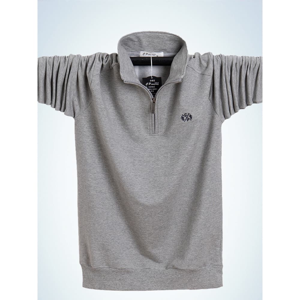 Homens meia gola alta manga longa gola moletom primavera outono casaco de algodão camiseta homem gordo Oversized pai sol